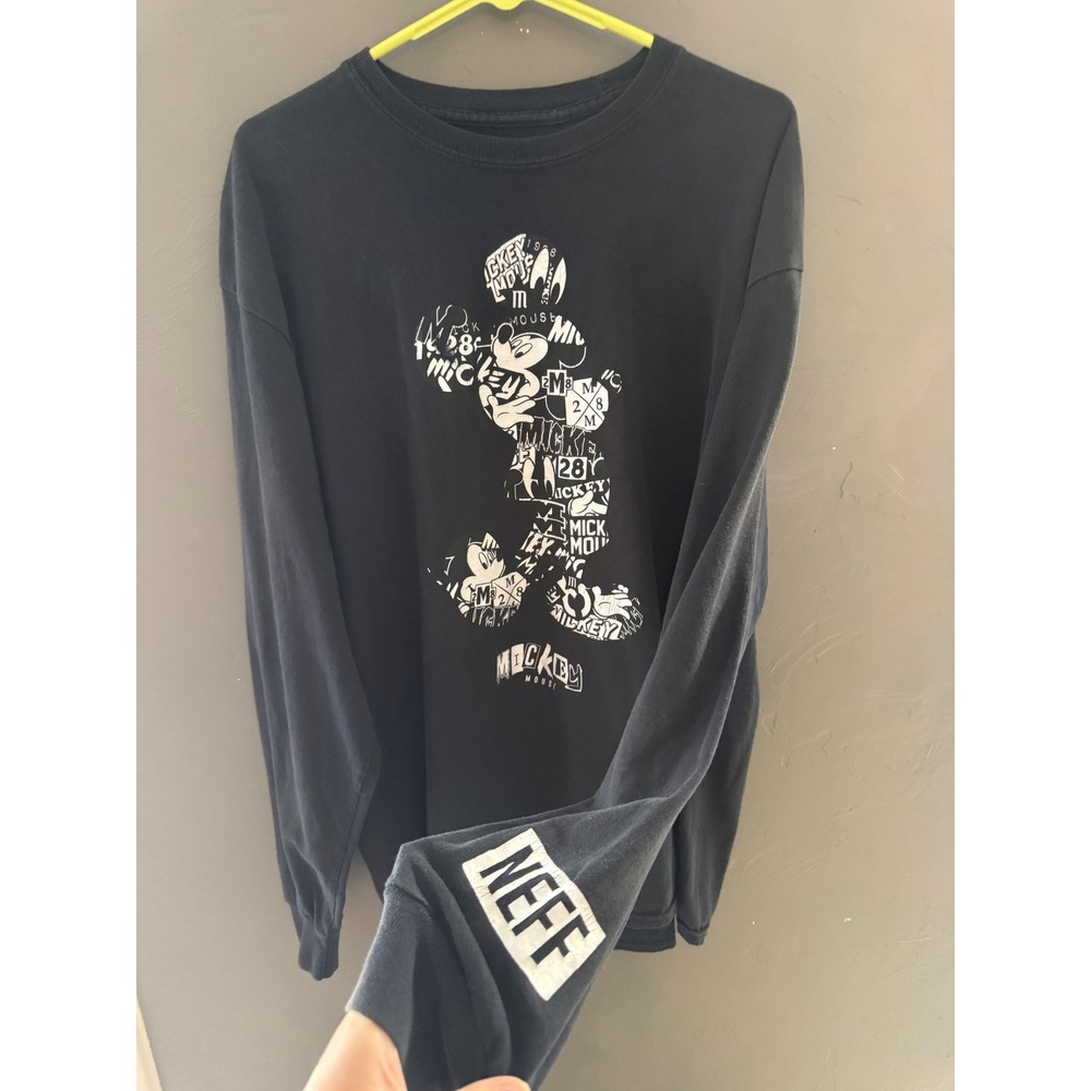 Neff Disney Mickey Mouse Collage Graphic Long Sleeve T-Shirt Black XL Mens